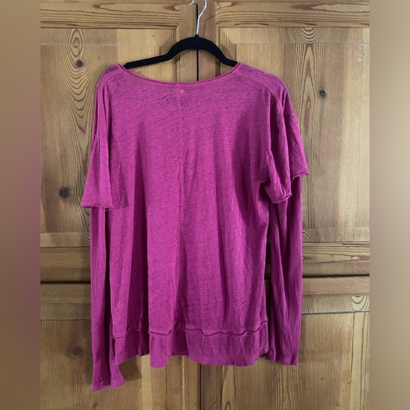 Free People Top Magic T-shirt Layered Long P/S 
Long Sleeve Top Pink Raspberry - Picture 9 of 9